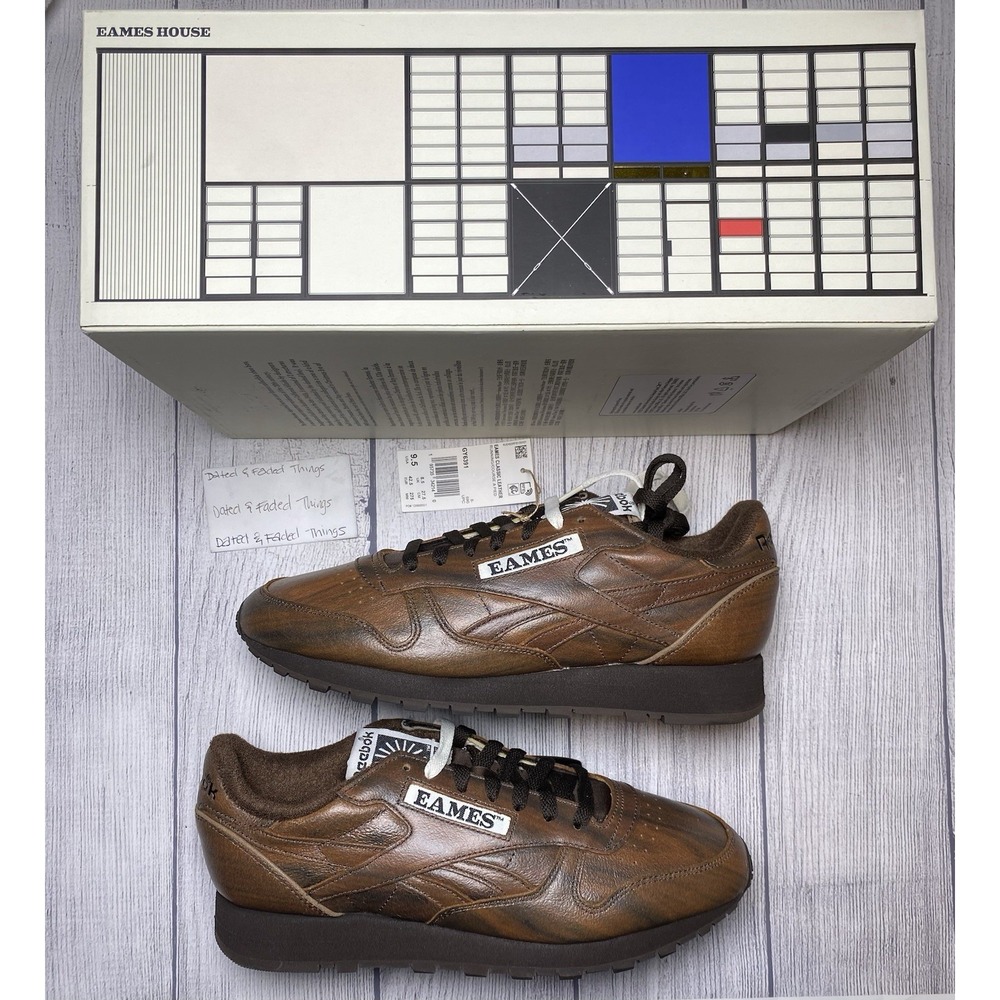 Men's Size 9.5 Eames Office x Reebok Classic Leather 'Rosewood' *New With Box*
